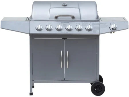 El Fuego Gasgrill Dayton 6-Brenner + Seitenbrenner Silber ca. 133 x 95 x 54 cm