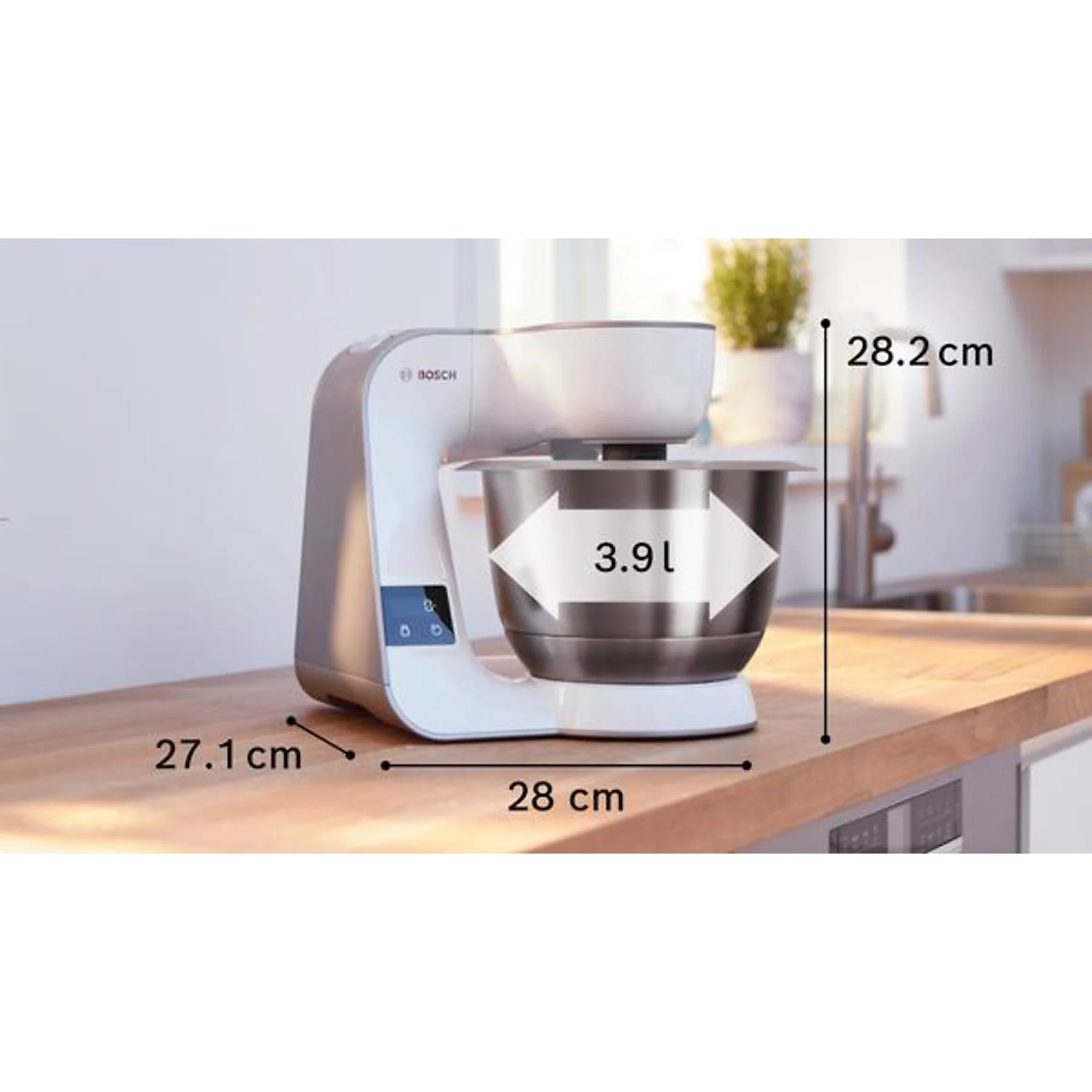 BOSCH MUM5XW34 Serie 4, MUM 5 Küchenmaschine Weiß/Champagne (Rührschüsselkapazität: 3,9 l, 1000 Watt) – Bild 2