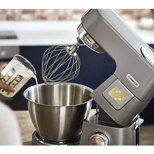 KENWOOD Titanium Chef Patissier XL KWL90.124SI mit Innenbeleuchtung, Waage, Wärmefunktion und viel Zubehör Küchenmaschine Silber