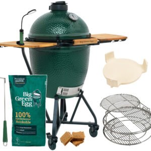 Big Green Egg Large Keramikgrill PRO Starterset 50 Jahre Big Green Egg Jubiläums-Paket mit Nest + Handler, Seitentischen, ConvEGGtor, EGGspander