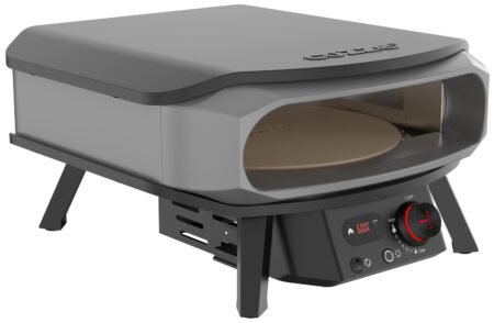 COZZE Pizzaofen Gas PREMIUM 42,5 cm (17") mit drehbarem Pizzastein & Digital Thermometer inkl. Hitzeschild