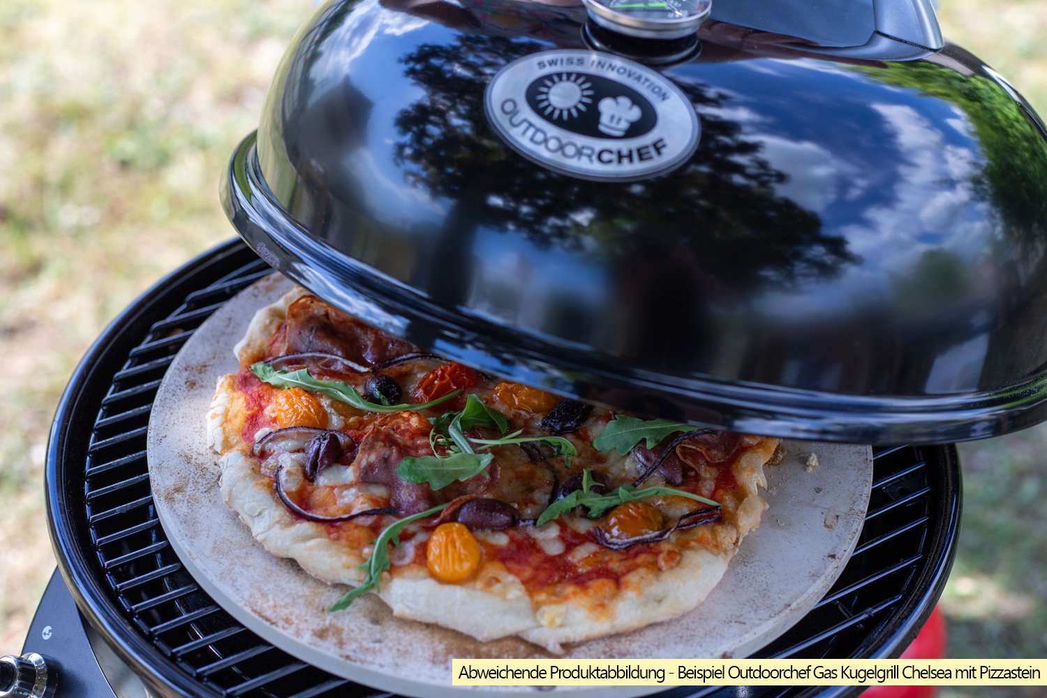 Outdoorchef Gas Kugelgrill Ascona 570 G All Black - GOURMETSET mit Pfanne, Lochblech und Pizzastein – Bild 11