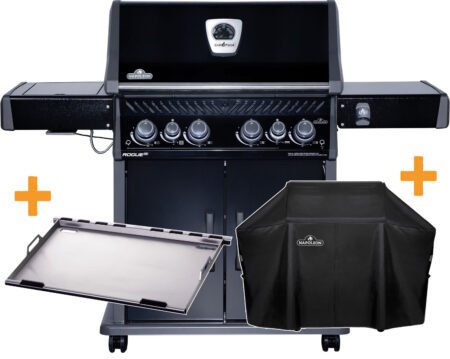 Napoleon Rogue SE 525 all blackmit Sizzle Zone und Heckbrenner inkl. Full Size Plancha als Plancha Grill