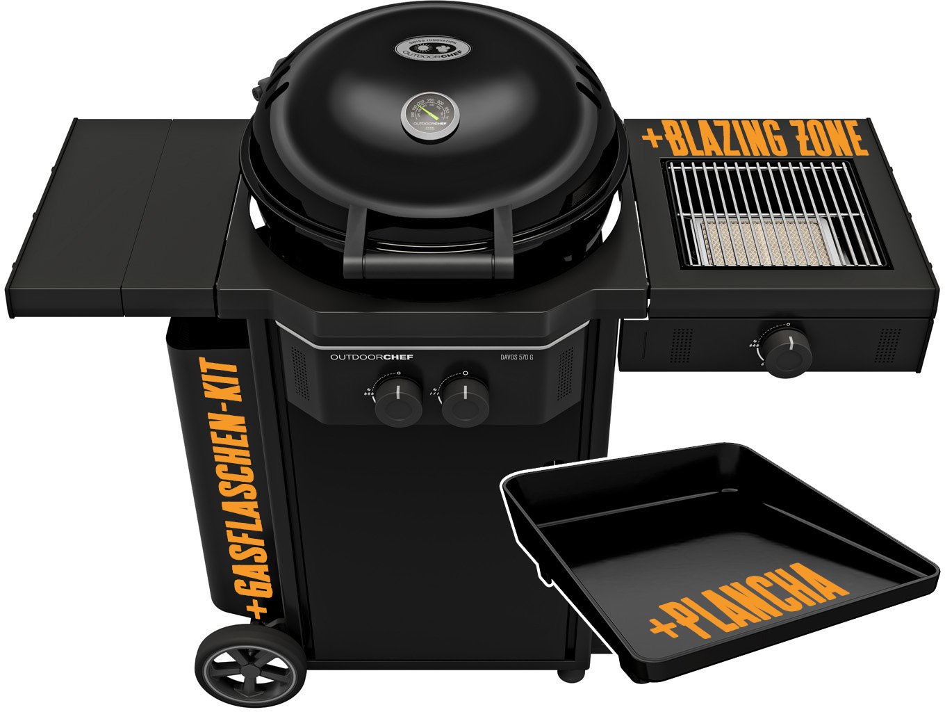 Outdoorchef Gas Kugelgrill Station DAVOS 570 G Pro BZ mit Blazing Zone und 11 kg Gasflaschen Kit + Plancha – Bild 3