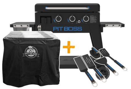Pit Boss Plancha Grill Ultimate Plancha 3-Brenner mit Untergestell inkl. 5-teilig Grillbesteck Set + Abdeckhaube