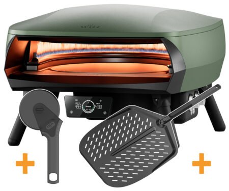 Witt Pizzaofen Etna Rotante 16" Control matt grün inkl. Black Edition Pizzaschieber & Pizzaschneider