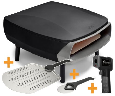 Witt Pizzaofen Etna Rotante 16" black inkl. Pizzaschieber Pizzaschneider & Infrarot Thermometer