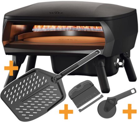 Witt Pizzaofen Piccolo Rotante 16" matt schwarz inkl. Black Edition Pizzateigschaber Pizzamesser Pizzaschieber 14"