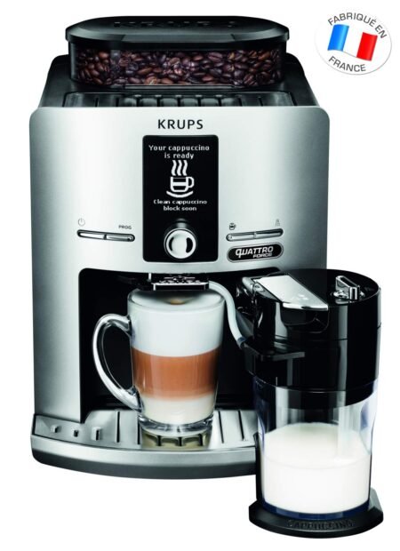 Krups Kaffeemühle für Espressobohnen mit Milchaufschäumer und integriertem Mahlwerk