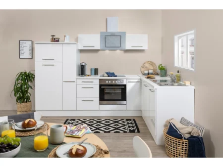 Respekta Premium Winkelküche RP290WWC 290 x 200 cm Weiß Hochglanz-Weiß
