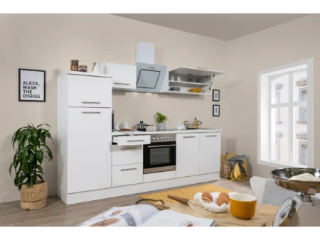 Respekta Premium Küchenzeile 270 cm Weiß Hochglanz