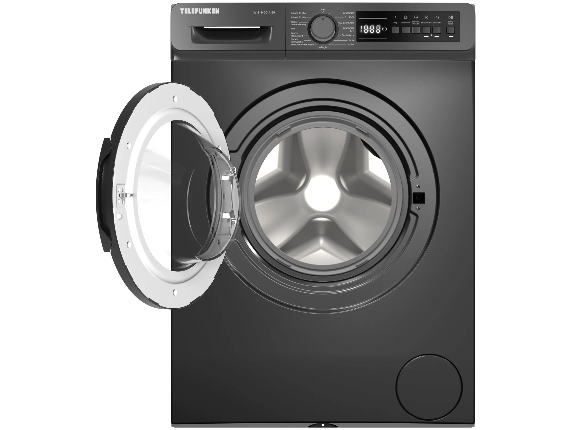 Telefunken Waschmaschine 8kg Schontrommel W-8-1400-A-DI Inox – Bild 3