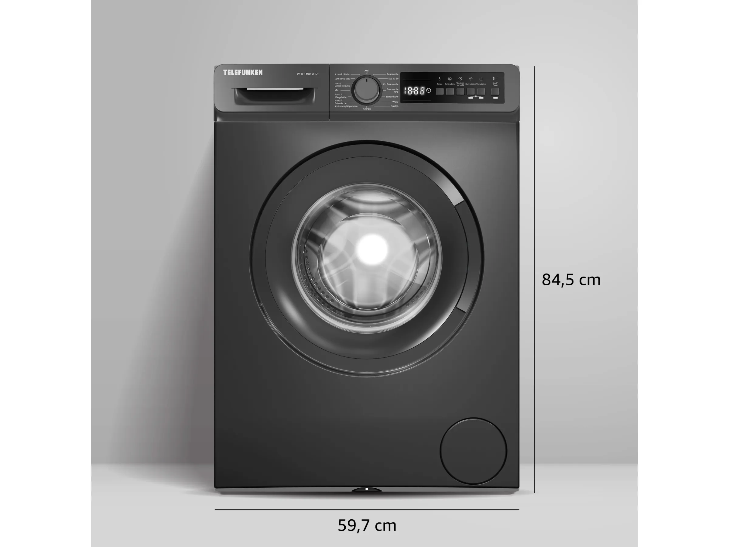 Telefunken Waschmaschine 8kg Schontrommel W-8-1400-A-DI Inox – Bild 2