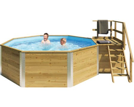 Aufstellpool Holzpool Set Weka 593 B rund Ø 397x116 cm inkl.