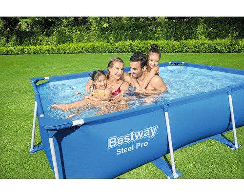 Bestway Aufstellpool Framepool Family eckig 259x170x61 cm ohne Zubehör blau – Bild 7