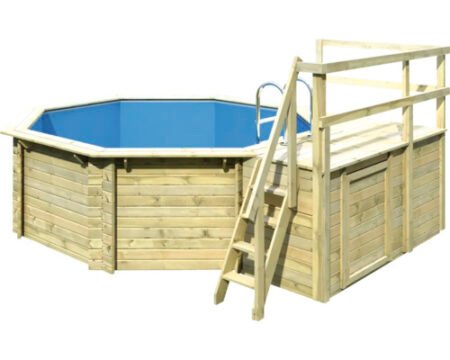 Karibu Aufstellpool Holzpool Set Classic 1C rund Ø 400x124 cm inkl.