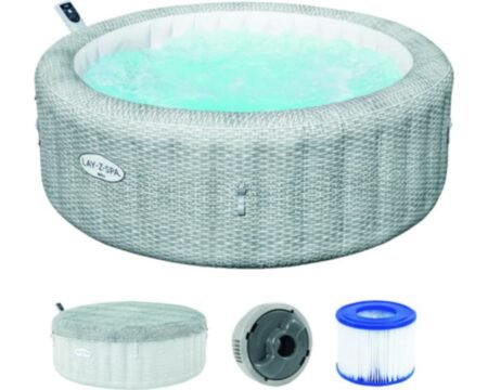 Lay-Z-Spa Bestway Bali Aufblasbarer Whirlpool grau Ø 196 cm für 6 Personen