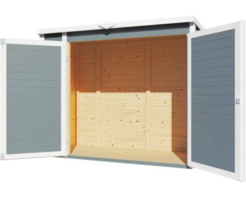 Gartenschrank Fahrradgarage Mülltonnenbox Bertilo Multi Box 3 Holz 200 x 82 x 163 cm hellgrau