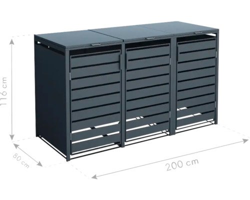 Mülltonnenbox WESTMANN Kubus 3 Metall 200 x 80 x 116 cm anthrazit – Bild 2