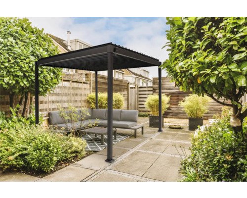 Pergola mit Lamellendach, Pfostenstärke 8 x 8 cm, 3 x 3 m anthrazit - ähnlich RAL7015