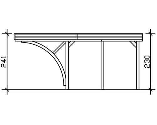 SKAN HOLZ Einzelcarport Friesland mit 2 Einfahrtsbögen und Pfostenankern 314x555 cm imprägniert – Bild 6