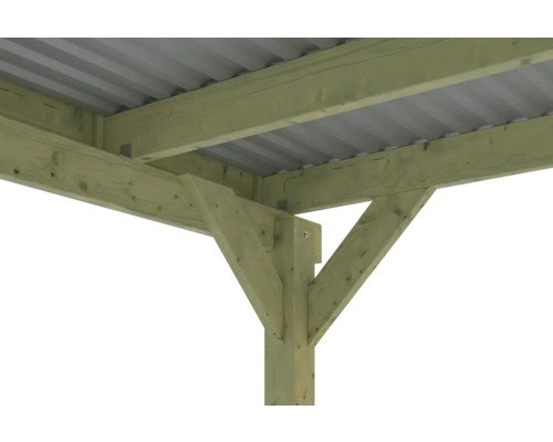 SKAN HOLZ Einzelcarport Friesland mit 2 Einfahrtsbögen und Pfostenankern 314x555 cm imprägniert – Bild 4