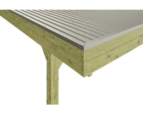 SKAN HOLZ Einzelcarport Friesland mit 2 Einfahrtsbögen und Pfostenankern 314x555 cm imprägniert – Bild 3